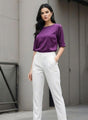 Elegant Deep Plum European Satin Top