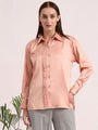 Tailored Fit European Satin Shirt With Pleated Placket