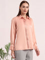 Tailored Fit European Satin Shirt With Pleated Placket