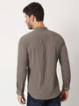 Amswan Premium Men'S Grey Crinkle Cotton Shirt - Mandarin Collar, Long Sleeves