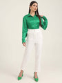 Women'S Premium Shamrock Green Regular Fit Solid Satin Shirt