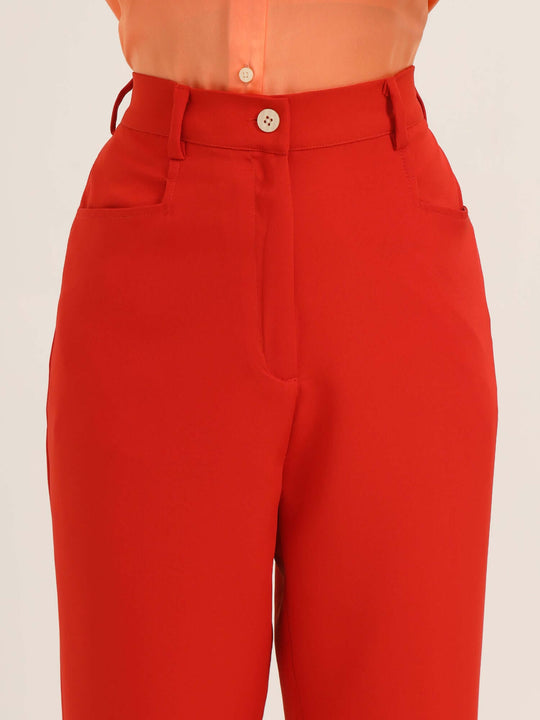 Women'S Luxury Banana Crepe Mars Red C Pant