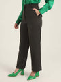 Women'S Luxury Banana Crepe Olive Straight Fit With Flap Pocket Trouser