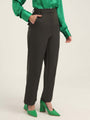 Women'S Luxury Banana Crepe Olive Straight Fit With Flap Pocket Trouser