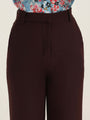 Women'S Luxury Banana Crepe Dark Choclate Straight Fit With Flap Pocket Trouser