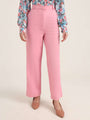 Women'S Luxury Banana Crepe Rose Pink Straight Fit With Flap Pocket Trouser