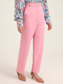 Women'S Luxury Banana Crepe Rose Pink Straight Fit With Flap Pocket Trouser