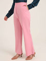 Women'S Luxury Banana Crepe Rose Pink Flared Trouser With Slash Pocket