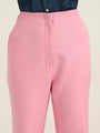 Women'S Luxury Banana Crepe Rose Pink Flared Trouser With Slash Pocket