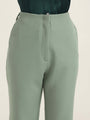 Women'S Luxury Banana Crepe Sage Green Flared Trouser With Slash Pocket