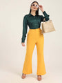 Women'S Luxury Banana Crepe Mango Flared Trouser With Slash Pocket