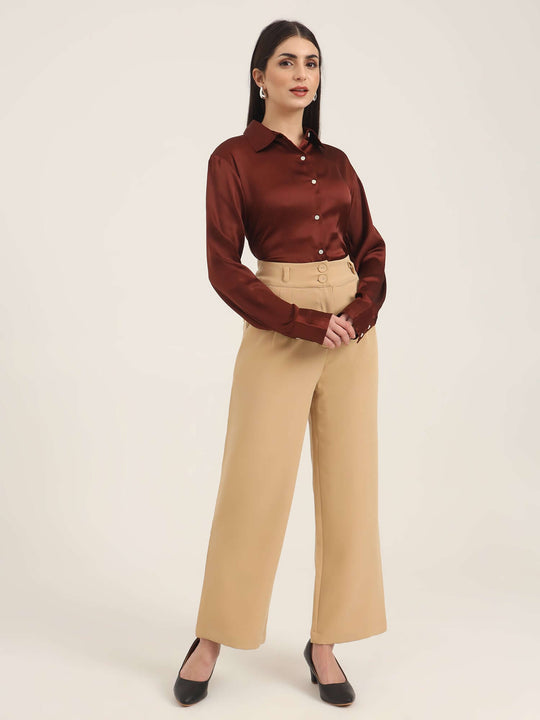 Women'S Luxury Banana Crepe Wheat K Pant