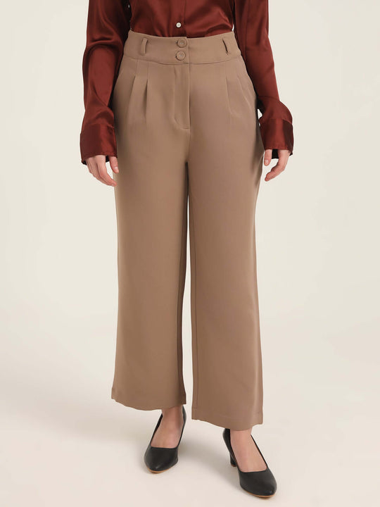 Women'S Luxury Banana Crepe Dark Beige K Pant