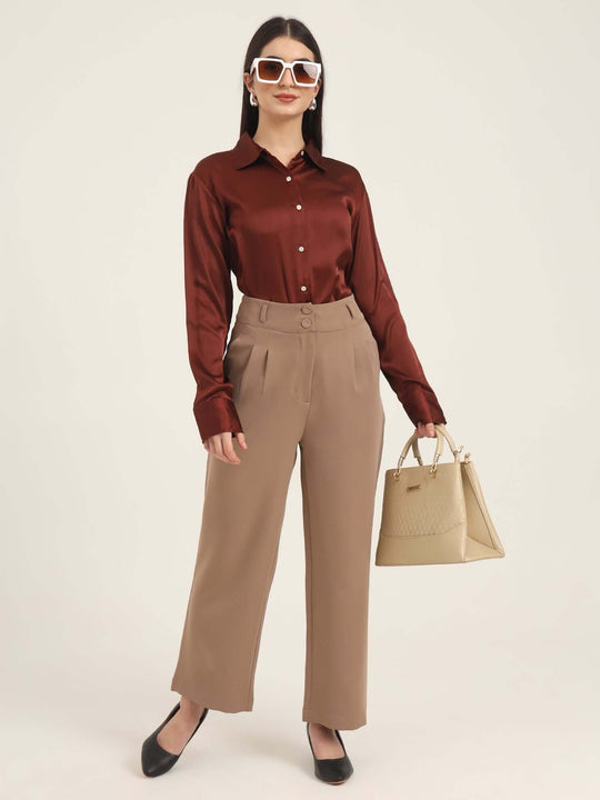 Women'S Luxury Banana Crepe Dark Beige K Pant