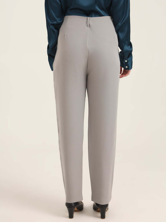Women'S Luxury Banana Crepe Carbon Skin Fit With Multi Pleated Trouser