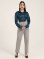 Women'S Luxury Banana Crepe Carbon Skin Fit With Multi Pleated Trouser
