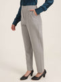 Women'S Luxury Banana Crepe Carbon Skin Fit With Multi Pleated Trouser