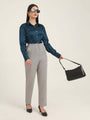 Women'S Luxury Banana Crepe Carbon Skin Fit With Multi Pleated Trouser