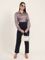 Women'S Luxury Banana Crepe Navy Skin Fit With Multi Pleated Trouser