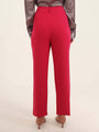 Women'S Luxury Banana Crepe Hibiscus Skin Fit With Multi Pleated Trouser