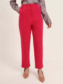 Women'S Luxury Banana Crepe Hibiscus Skin Fit With Multi Pleated Trouser