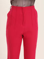 Women'S Luxury Banana Crepe Hibiscus Skin Fit With Multi Pleated Trouser