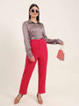 Women'S Luxury Banana Crepe Hibiscus Skin Fit With Multi Pleated Trouser