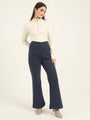 Women'S Premium Indigo Knit Flared Trouser With Slash Pocket