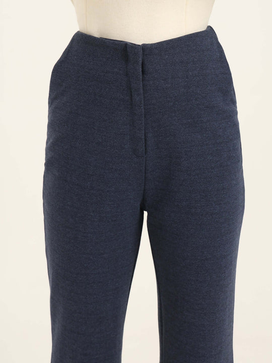 Women'S Premium Indigo Knit Flared Trouser With Slash Pocket