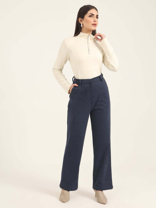 Women'S Premium Indigo Knit Straight Fit With Flap Pocket Trouser