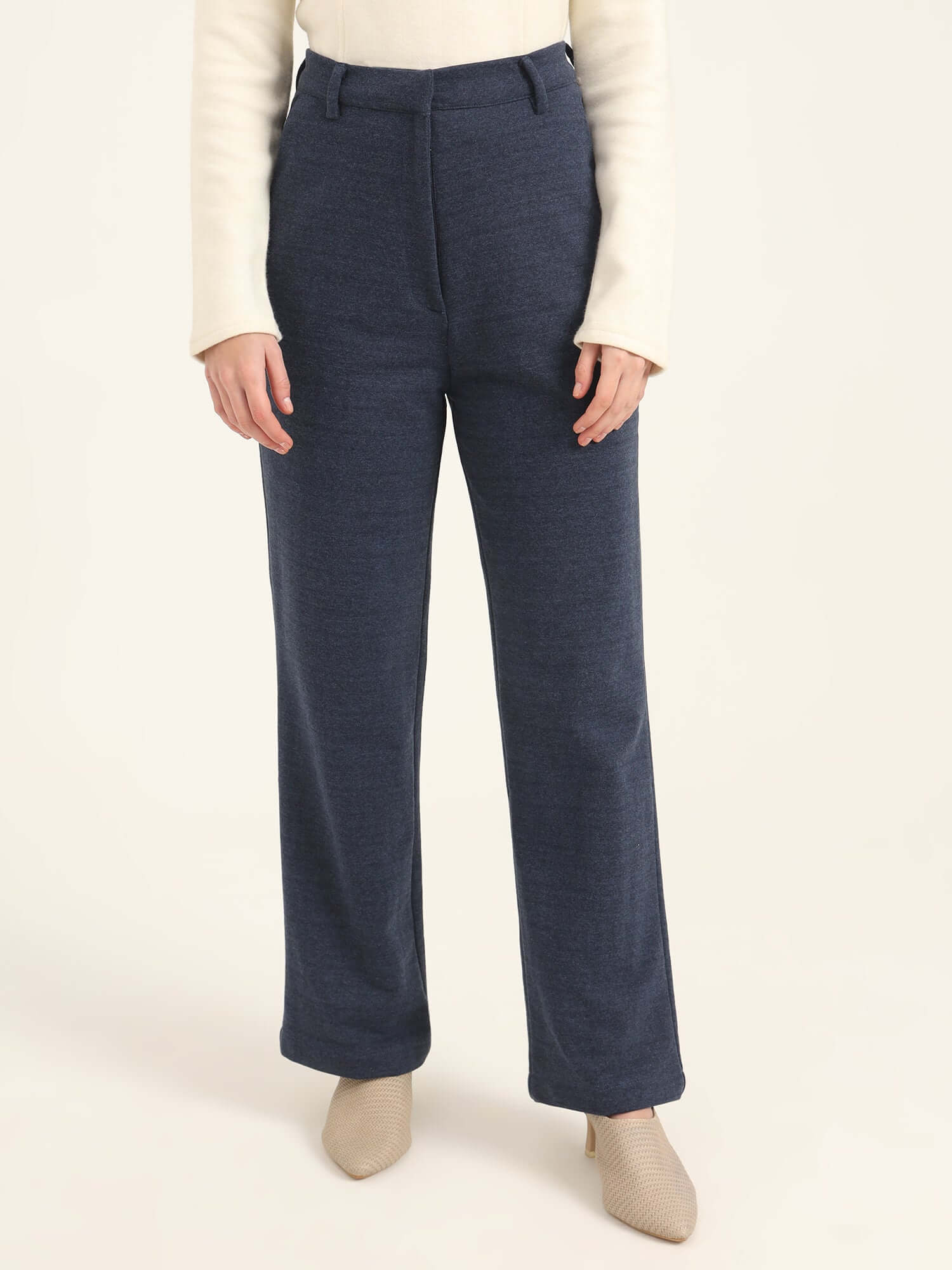 Women'S Premium Indigo Knit Straight Fit With Flap Pocket Trouser