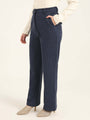 Women'S Premium Indigo Knit Straight Fit With Flap Pocket Trouser