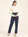 Women'S Premium Indigo Knit Multi Pleated Trouser