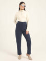 Women'S Premium Indigo Knit Multi Pleated Trouser