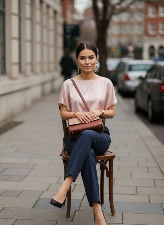 Elegant Blush Pink European Satin Top