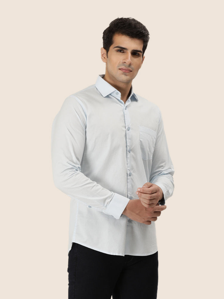 Sky Blue Shirt With Premium Cotton Lycra