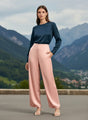 Satin Wide Leg Pants European Fabric  Blush Pink Glam Look