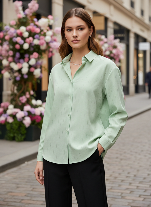 Light Green Striped Shirt for Women