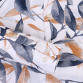 Women'S Premium Rayon Shirt With Blue And Orange Leaf Print