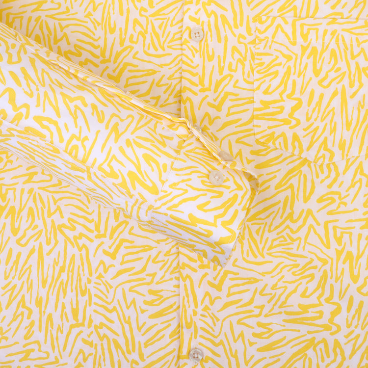 Smart Fit Rayon Shirt With Floral Print In Yellow