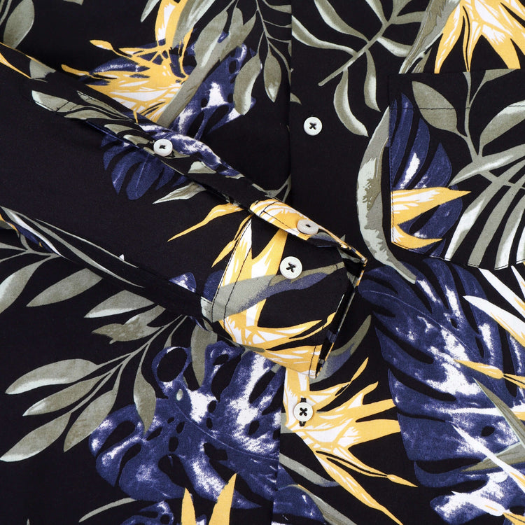Women'S Premium Rayon Shirt With Jungle Print In Full Sleeve And Black Color
