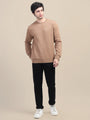 AMSWAN MEN'S BROWN SOLID COMFORT: PREMIUM COTTON SWEATSHIRT FOR TIMELESS STYLE AND COZY ELEGANCE