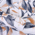 Men'S Premium Rayon Shirt With Blue And Orange Leaf Print