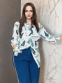 Women'S Rayon Shirt With Classic White & Green Tropical Print