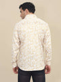 Men'S Poly Satin Lycra Mustard Digital Printed Shirt