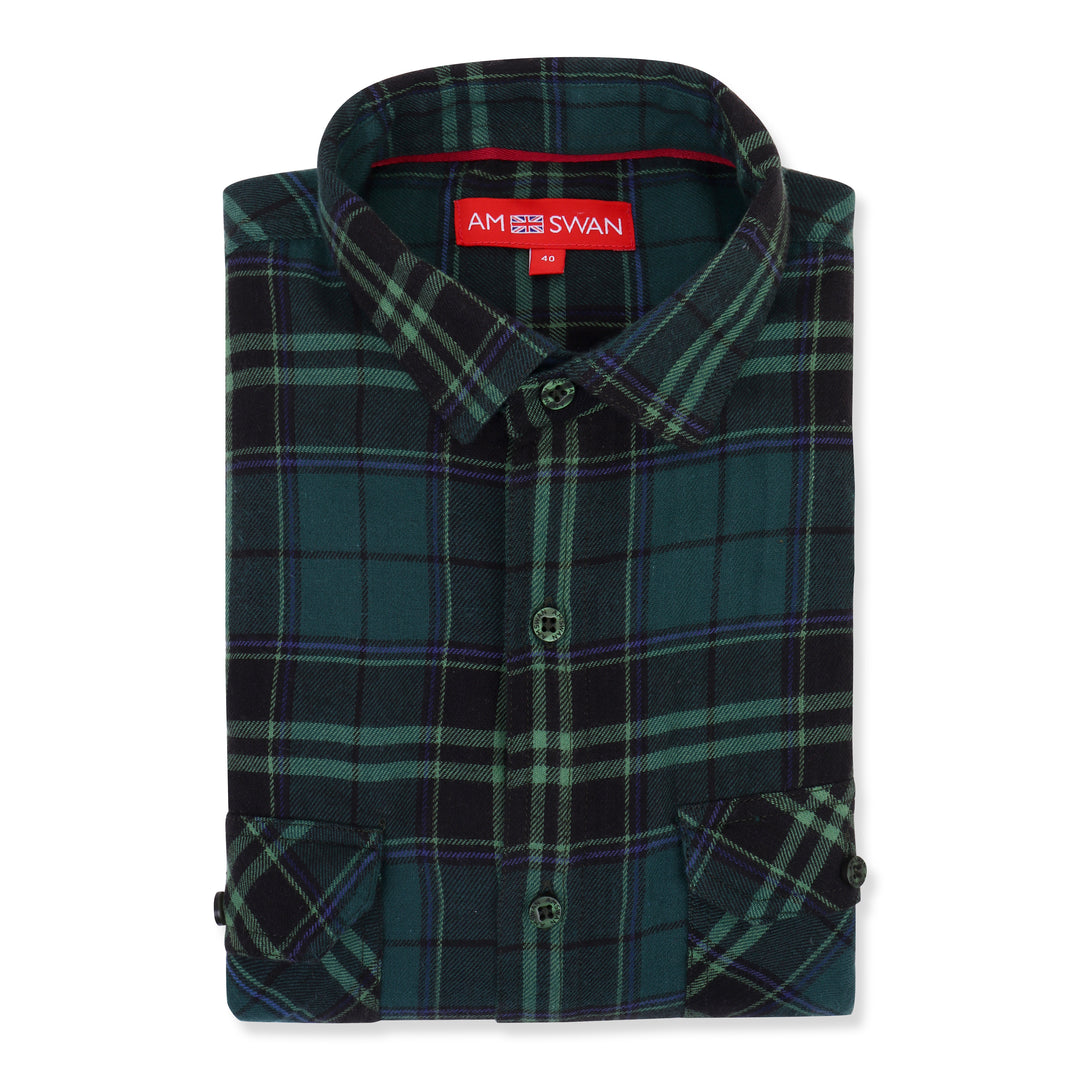 Premium Cotton Dark Green Plaid Flannel Shirt