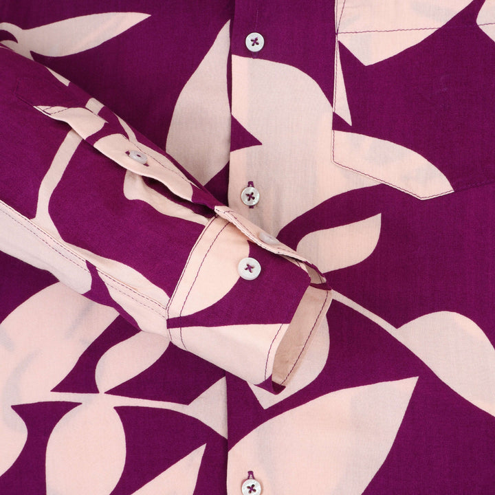 Women'S Premium Rayon Shirt With Purple Floral Print
