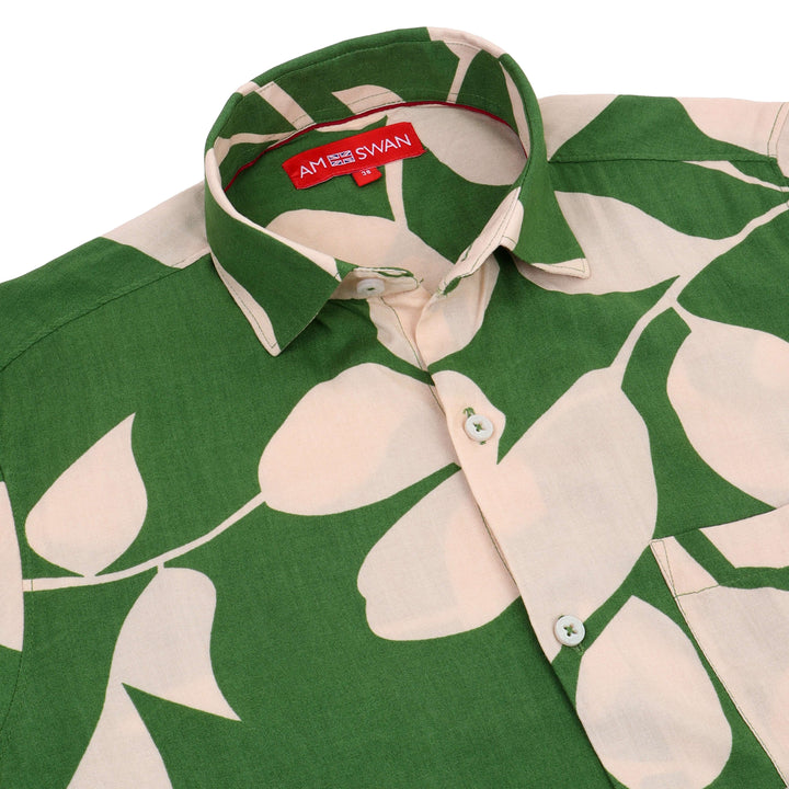 Women'S Premium Rayon Casual Shirt With Green Floral Print