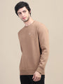 AMSWAN MEN'S BROWN SOLID COMFORT: PREMIUM COTTON SWEATSHIRT FOR TIMELESS STYLE AND COZY ELEGANCE