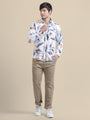Khaki Casual Trousers Solid Cotton Lycra Smart Fit